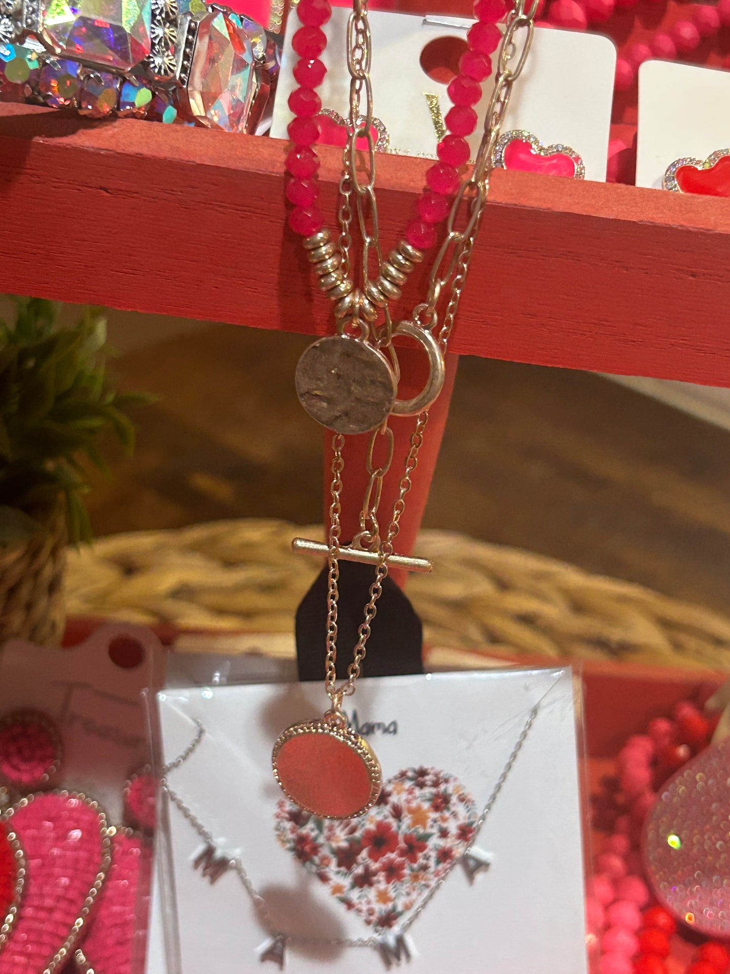 Gold & Pink Stacked Necklace