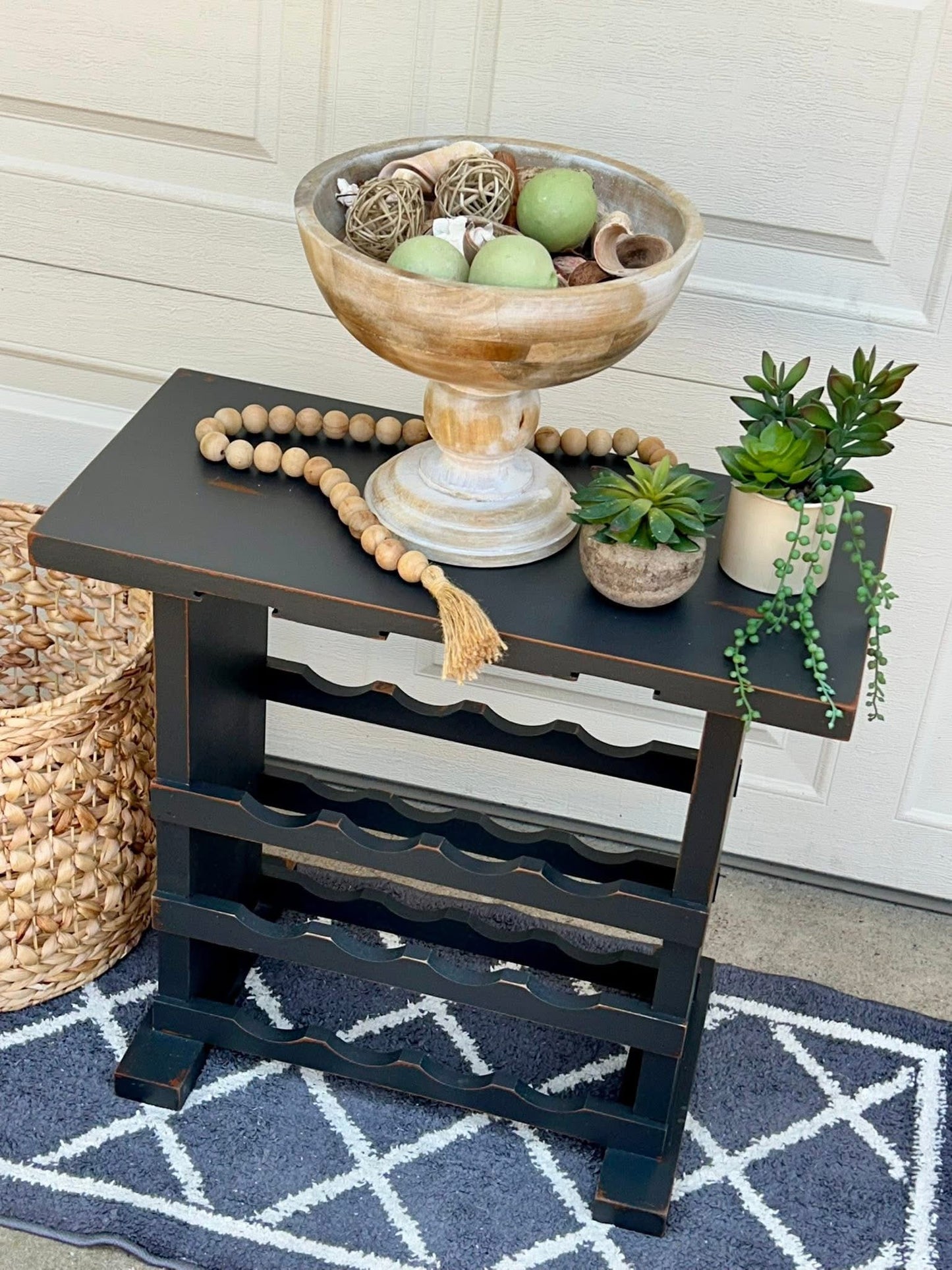 Refinished Wine Table – Charcoal Gray