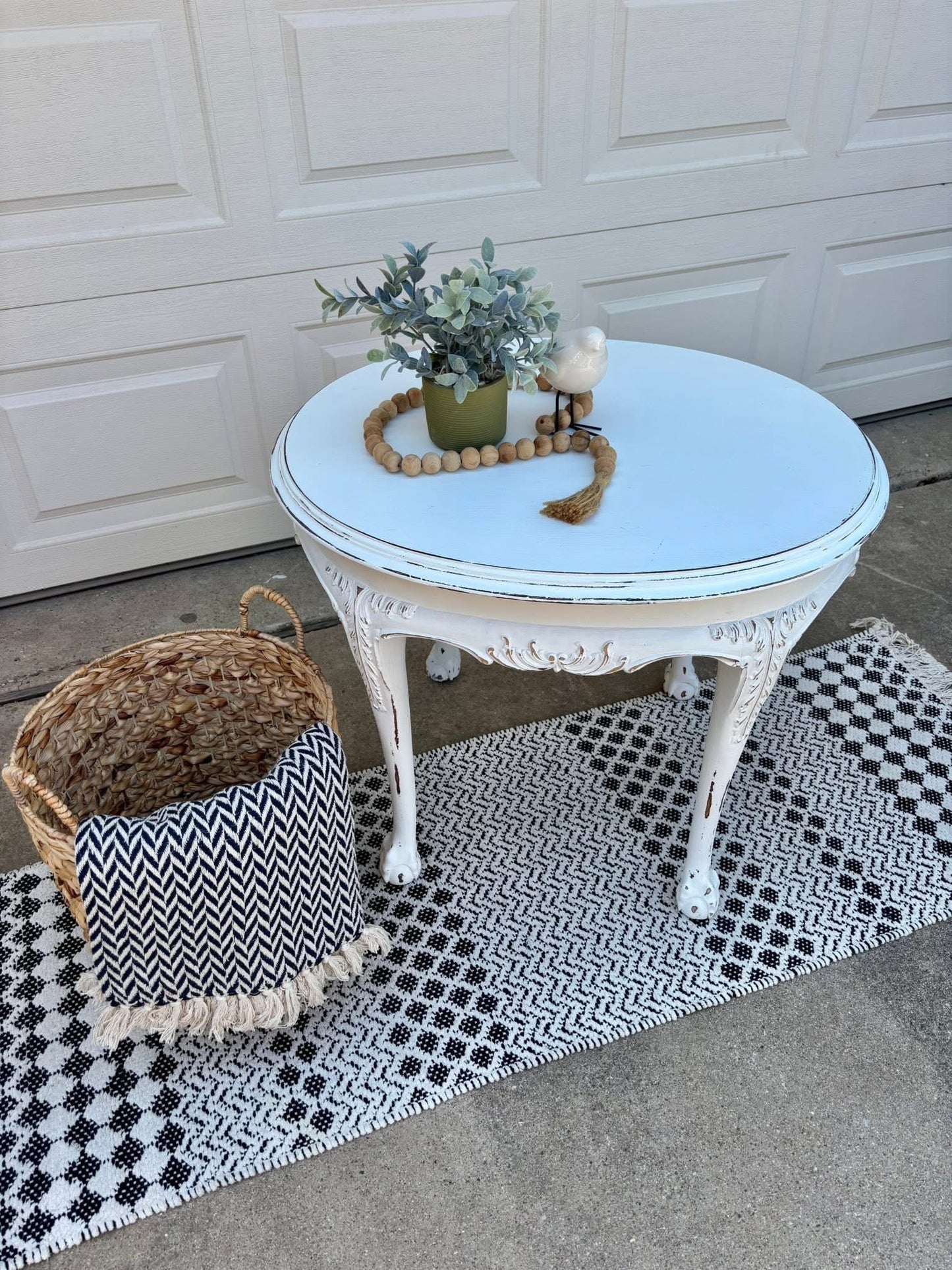 Delicate White Distressed Side Table