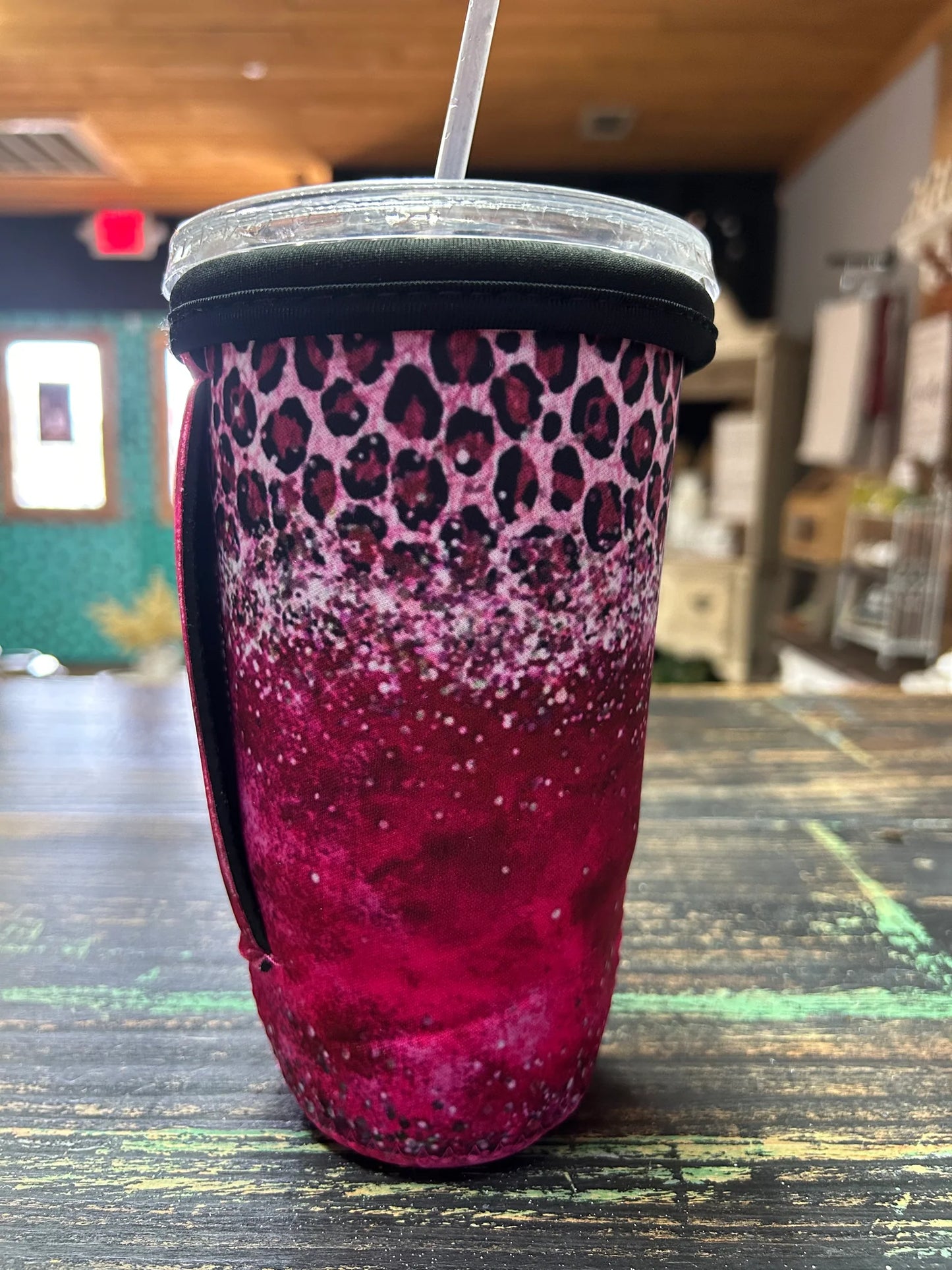 Pink Leopard Koozie