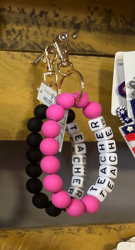 Teacher Keychain Beaded Wristlet