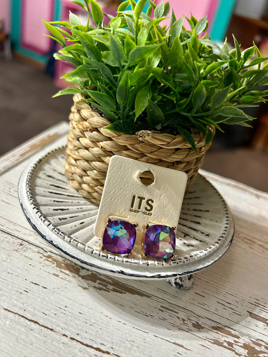 Purple Ab Crystal Studs