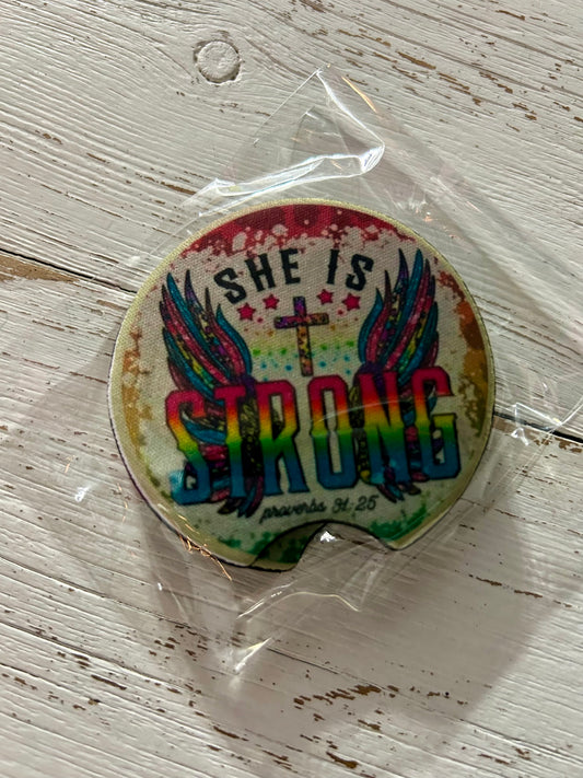 She is Strong Car Coaster Set