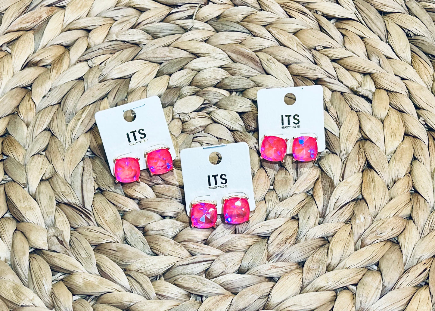 Hot Pink Ab Crystal Studs