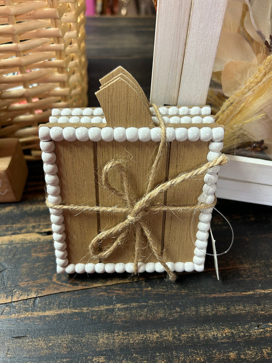 Wood Pumpkin Shaped Coasters, 4 pcs/set