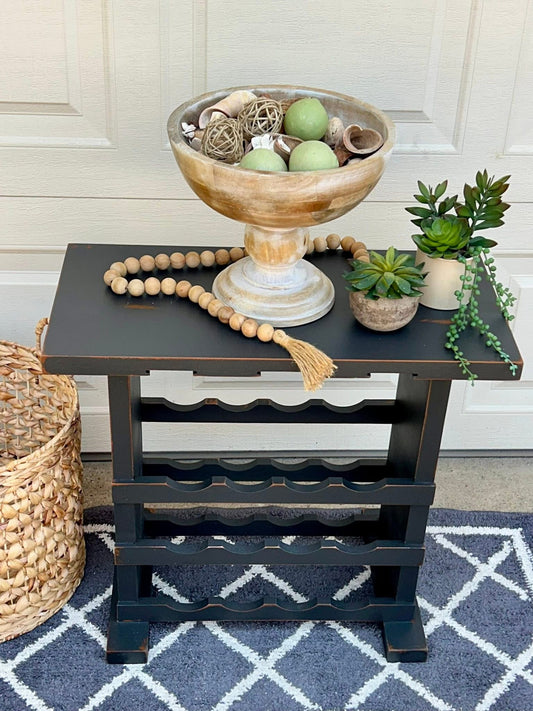 Refinished Wine Table – Charcoal Gray