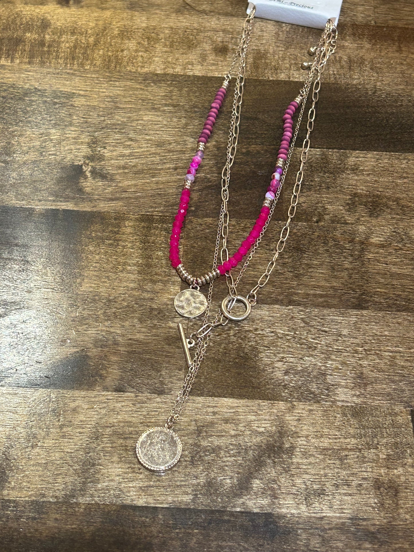 Gold & Pink Stacked Necklace