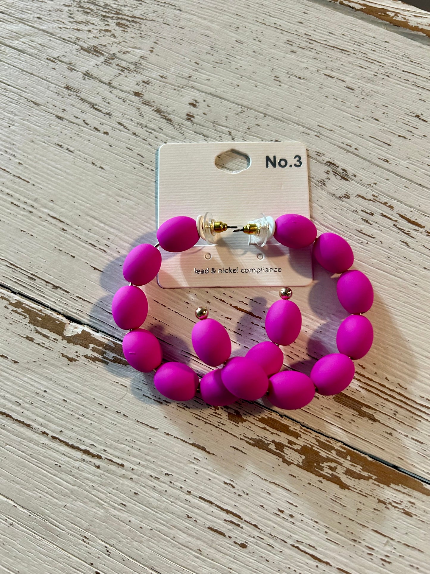 Purple Beaded Hoops