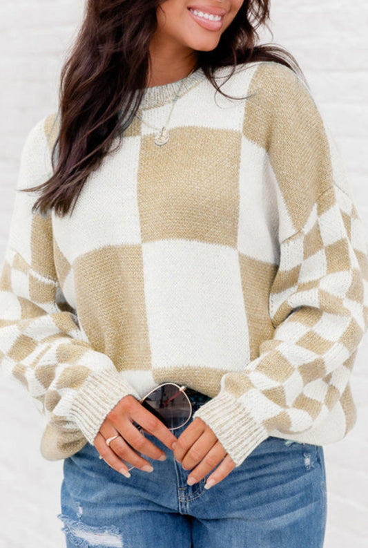 Flaxen Checkered Sweatshirt