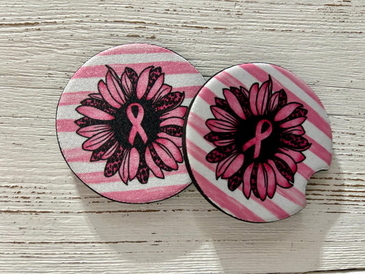 Breast Cancer Car Coaster Set