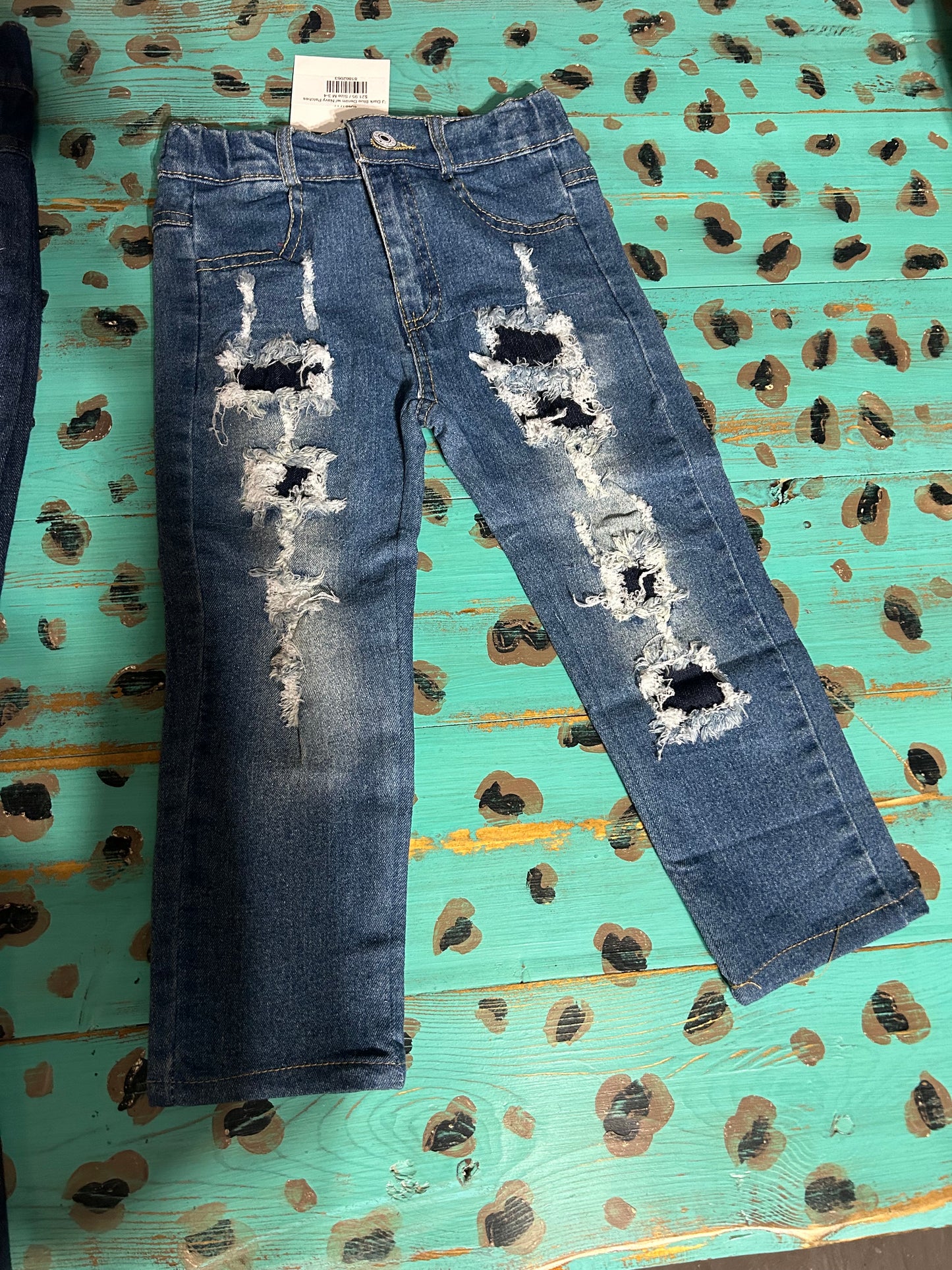Dark Blue Denim with Patches