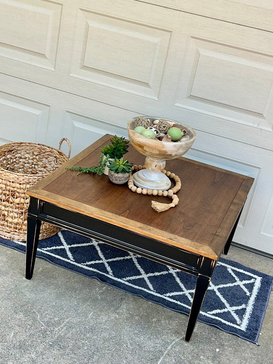 Square Coffee Table – Black & Dark Walnut