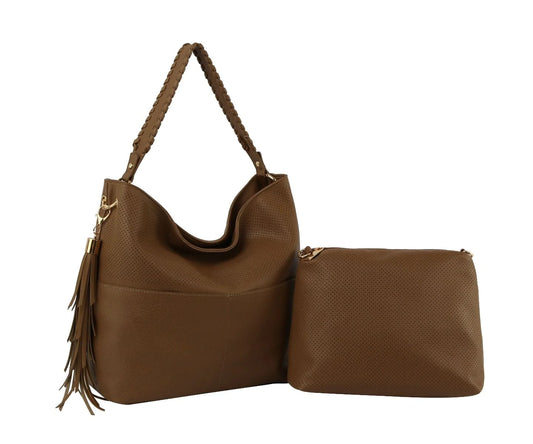 Brown Tassel Bag w/ Makeup Bag