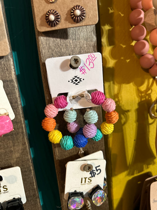Colorful Ball Hoop Earrings