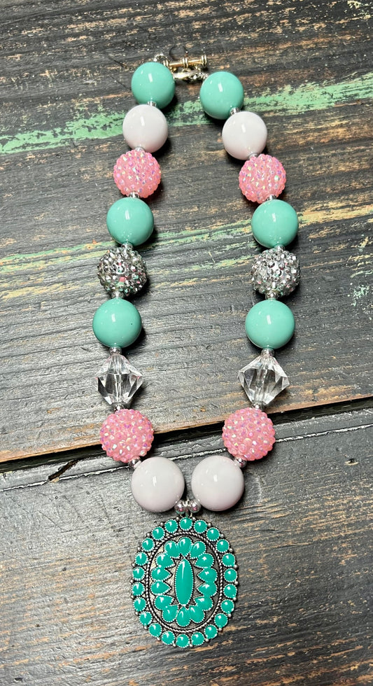 Kids Western Bling Necklace Pink