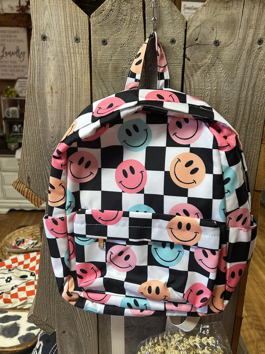 Smile Checkered Medium Backpack