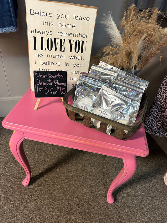 Pink Distressed Side Table