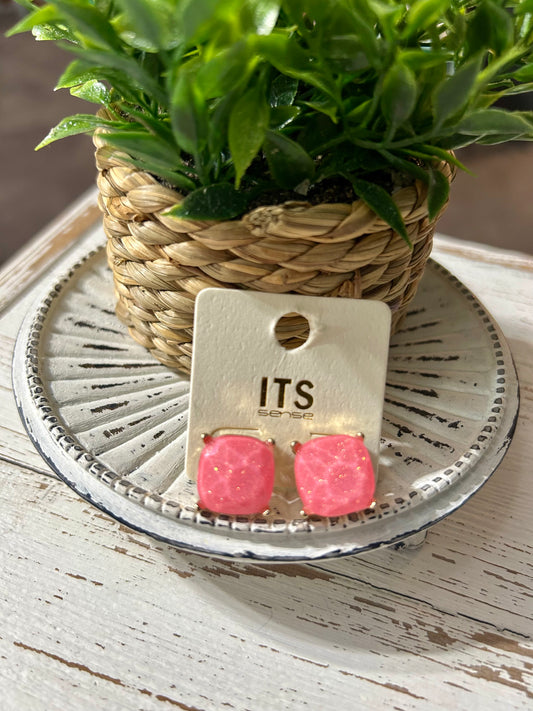 Pink Glitter Stud
