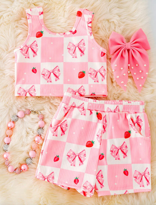 Coquette Bow & Strawberry 2pc Set