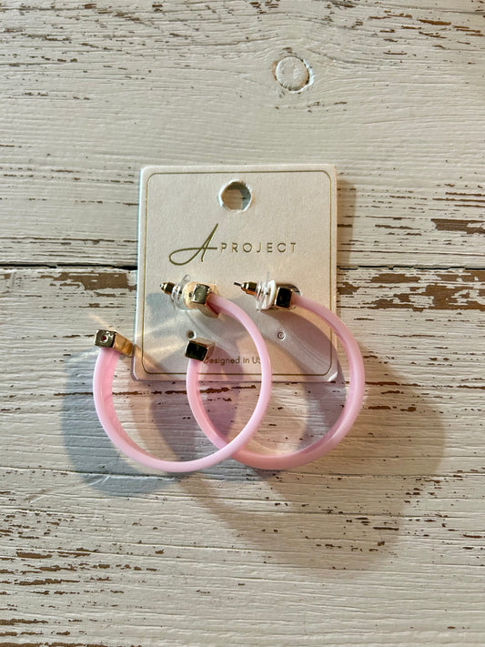 Light Pink & Gold Hoop Earrings