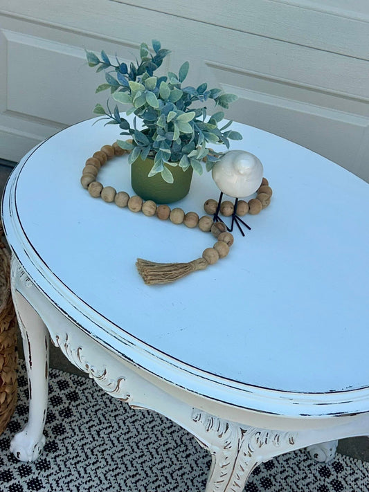 Delicate White Distressed Side Table