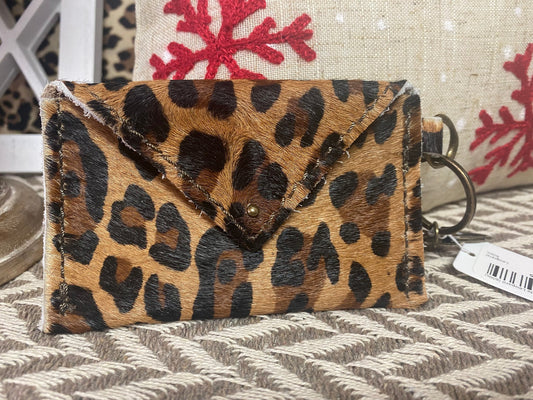 Leopard hair on hide Credit Card Wallet