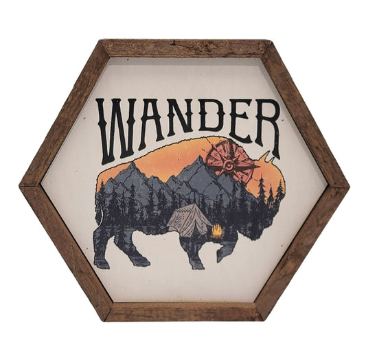 Wander Bison Hexagon Sign