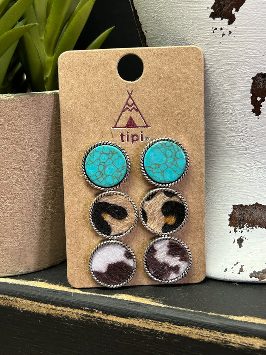 Western Cowhide Earring Set